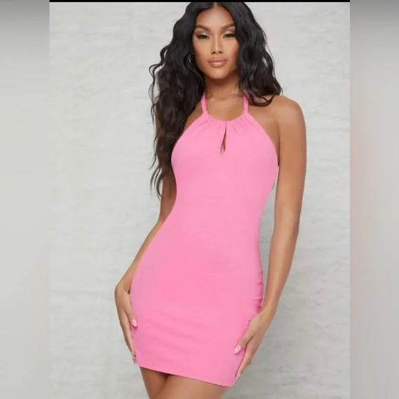 Dresses | Barbie Bubble Gum Halter Mini Dress Size Small | Poshmark